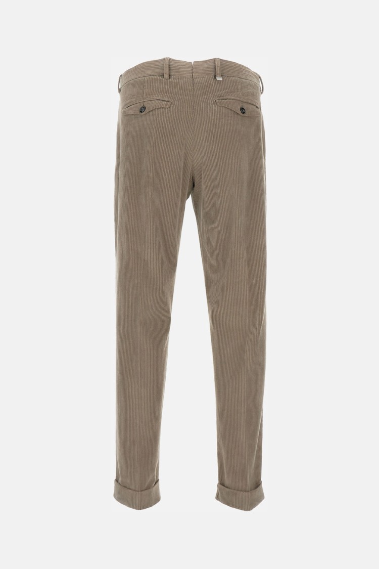 Pt01 Wide Ribbed Velvet Trousers In Gray