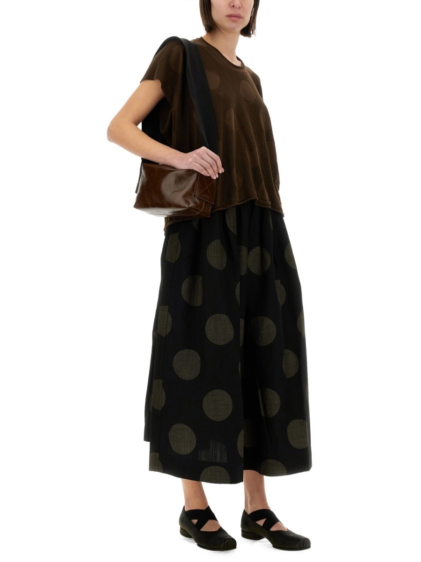 Uma Wang Polka Dot Detailed Crewneck Knitted Top In Brown