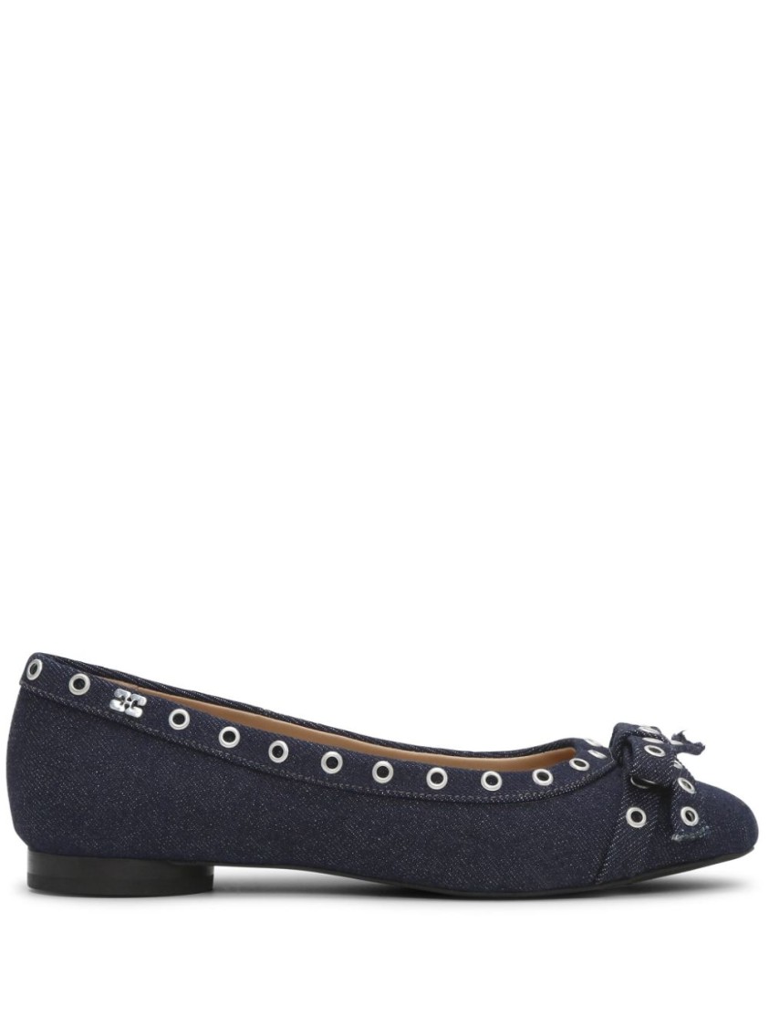 Shop Ganni Classic Ballerina Blue Shoes In Black