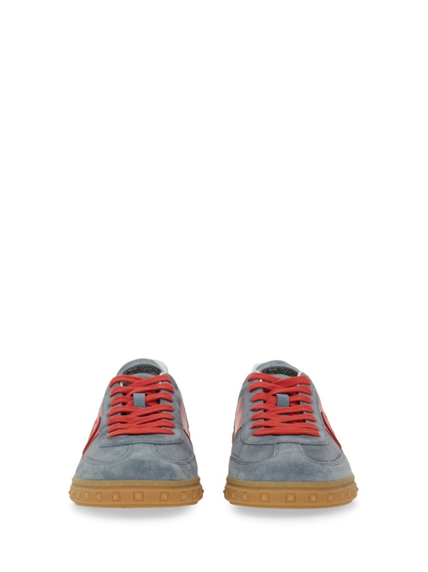 Valentino Garavani Men Upvillage Low Top Sneaker In Split Leather And Calfskin Nappa Leather