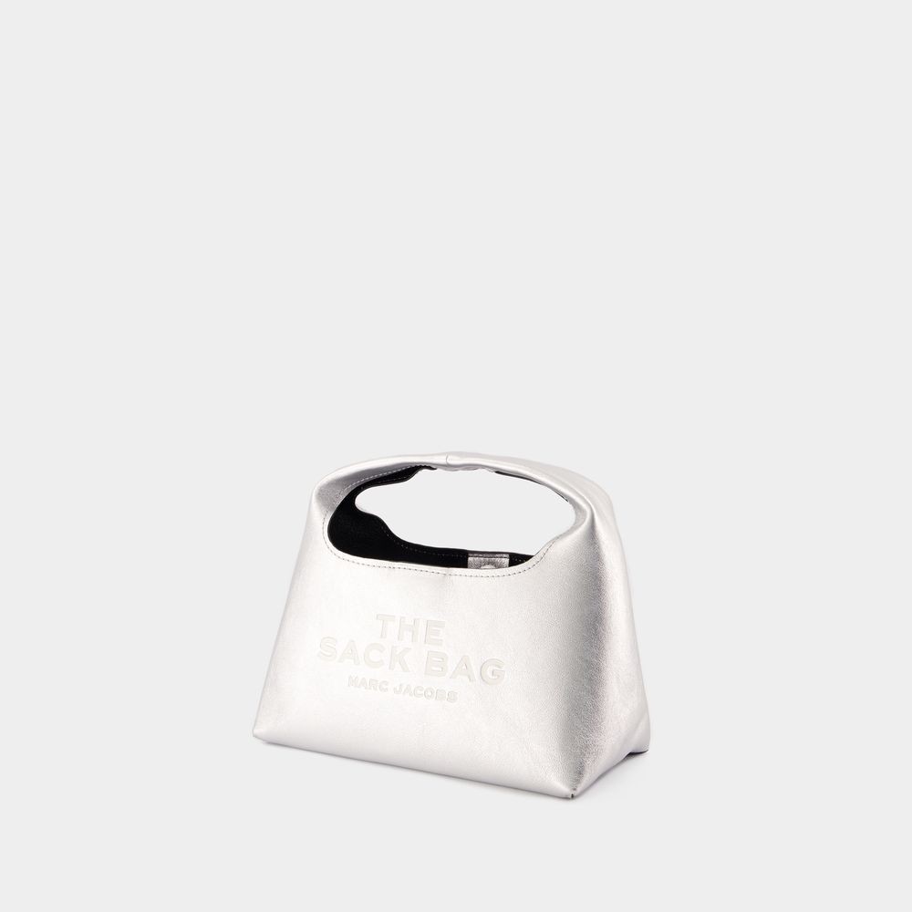 Marc Jacobs The Metallic Leather Mini Sack Bag In Silver