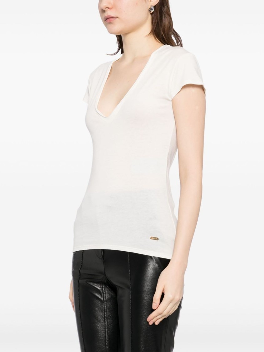 Tom Ford Pristine White Deep V-neck T-shirt In White