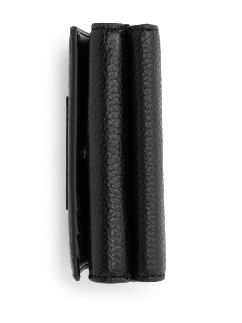 Marc Jacobs Textured Cow Leather Wallet With Embossed Logo In Black