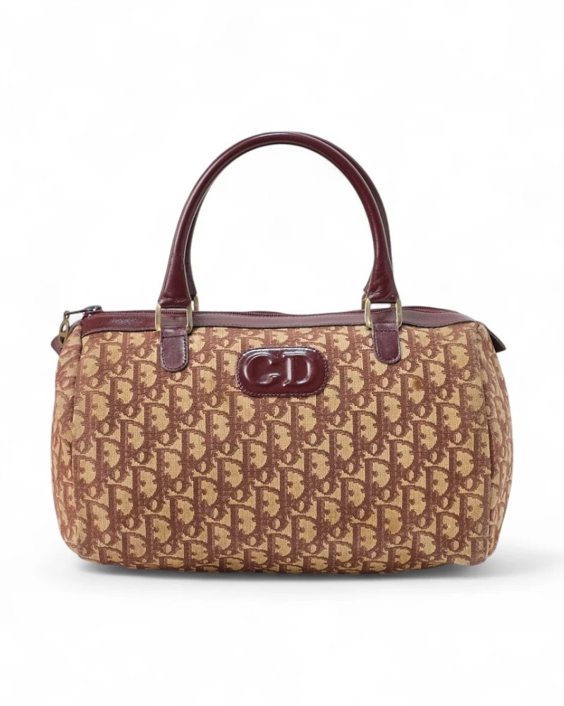 Dior Bowling Bag Vintage Medium Oblique Bordeaux