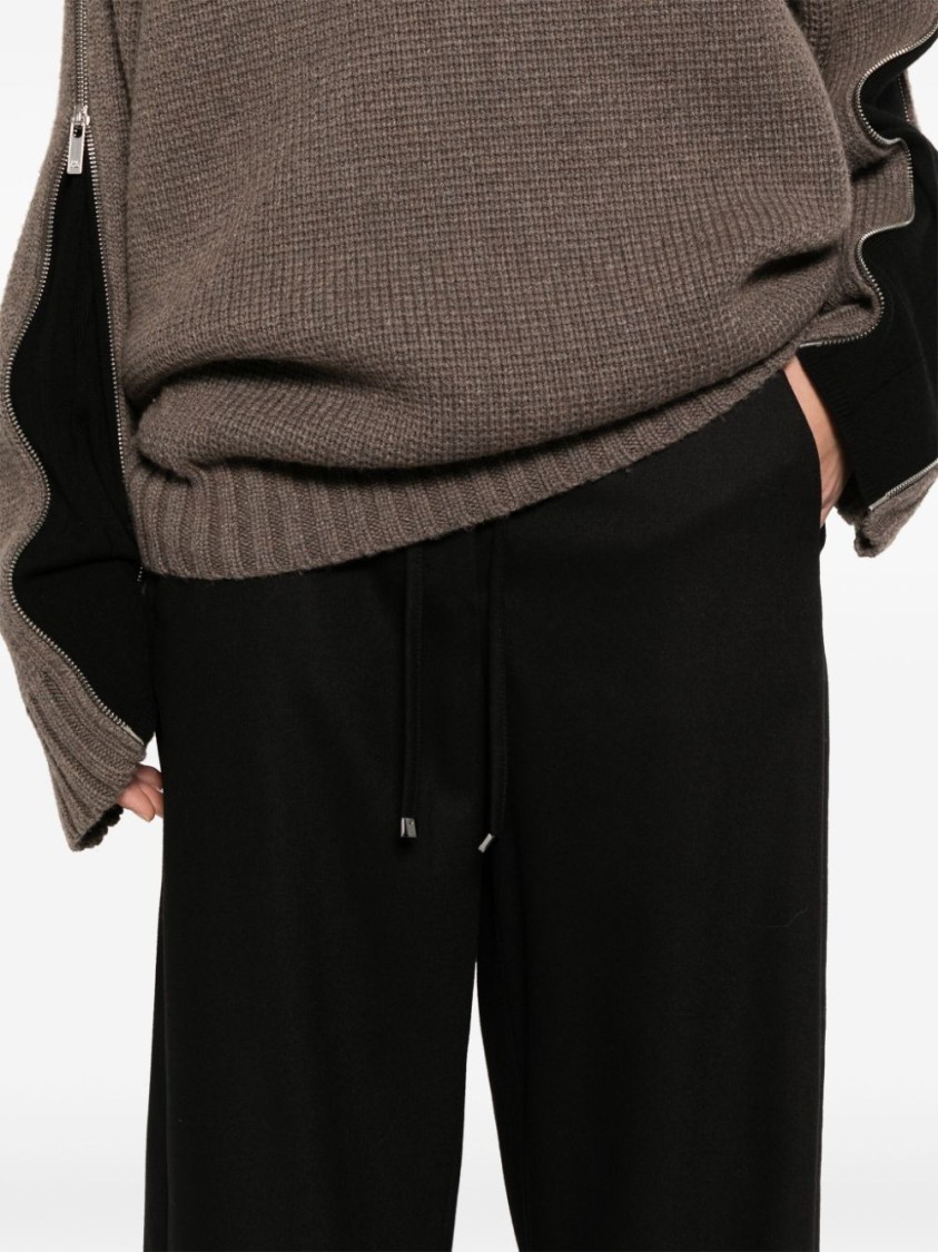 Max Mara Relaxed Wide-leg Trousers With Elastic Waistband In Black