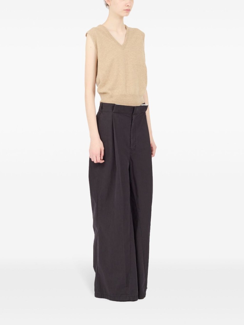Maison Margiela Knitted V-neck Wool Vest In Neutrals