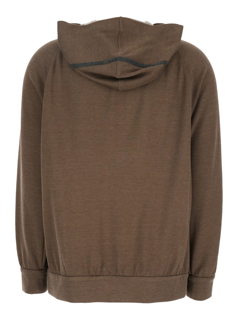 Shop Brunello Cucinelli Brown Hoodie Sweatshirt