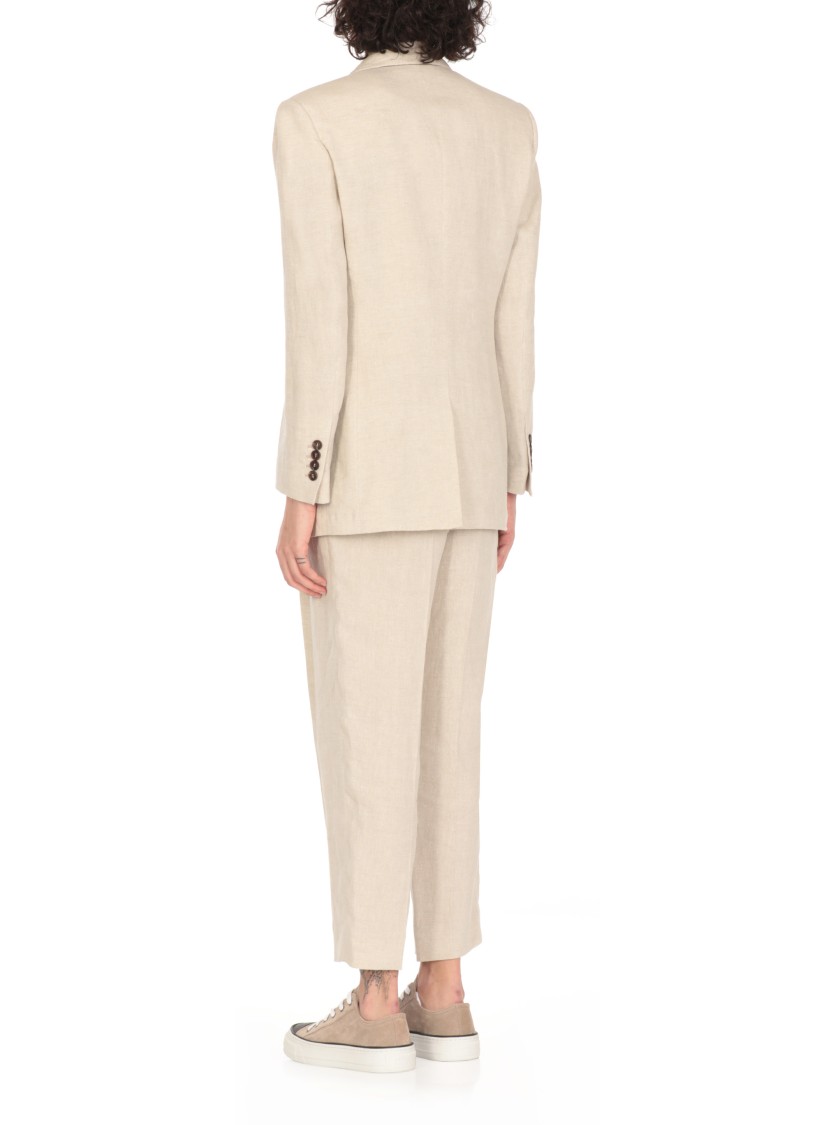 Brunello Cucinelli Ivory Linen Blazer In Neutrals