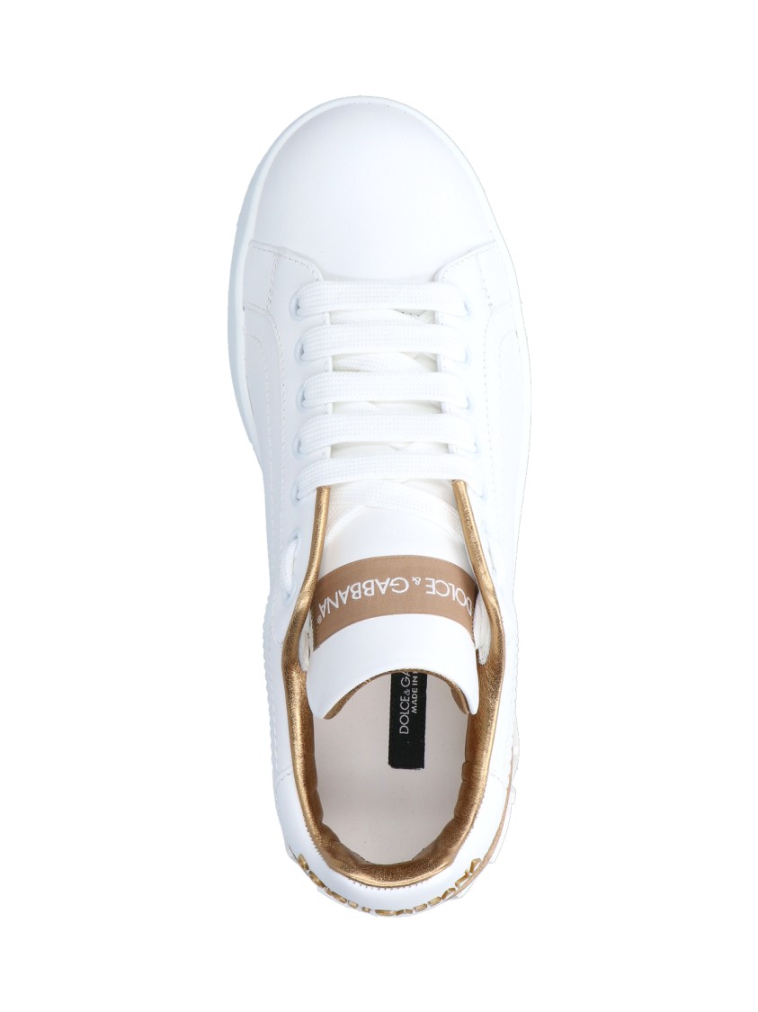 Dolce & Gabbana Women White Nappa Leather Portofino Sneakers In White