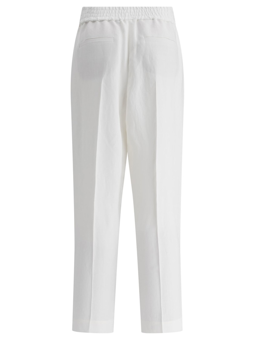 Brunello Cucinelli Soft Viscose-linen Blend Trousers In White