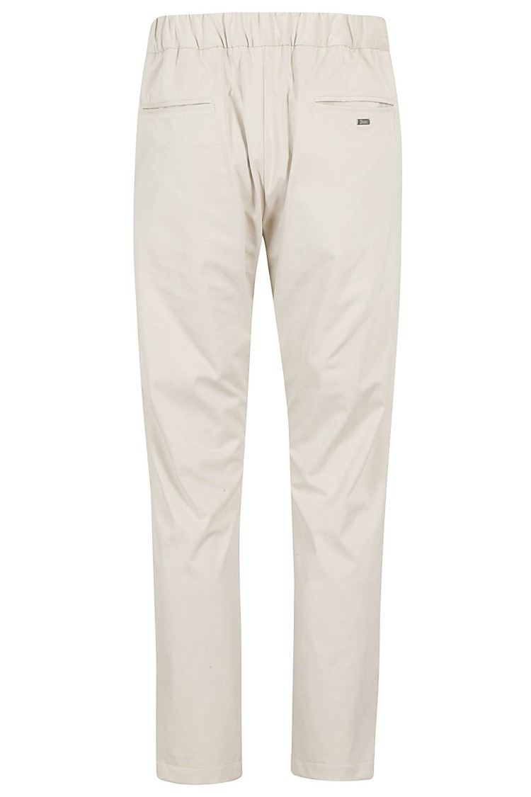 Herno Ice-colored Suede Effect Pants In White