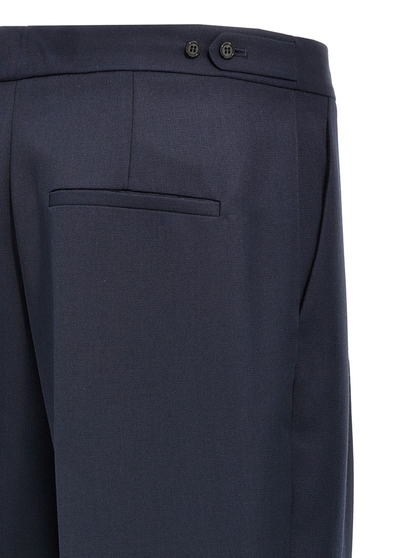Theory Wool Trousers With Pleated Front And Back Pocket In Black