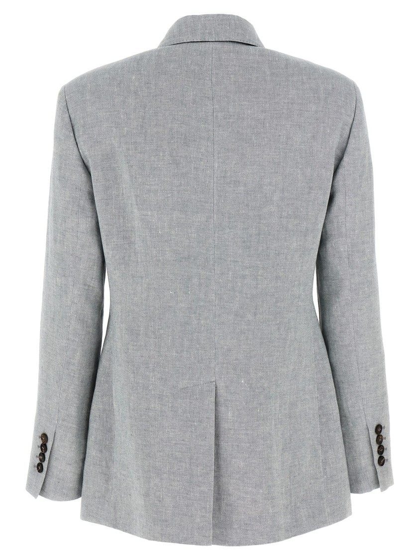 Brunello Cucinelli Sparkling Canvas Blazer With Lamé Thread