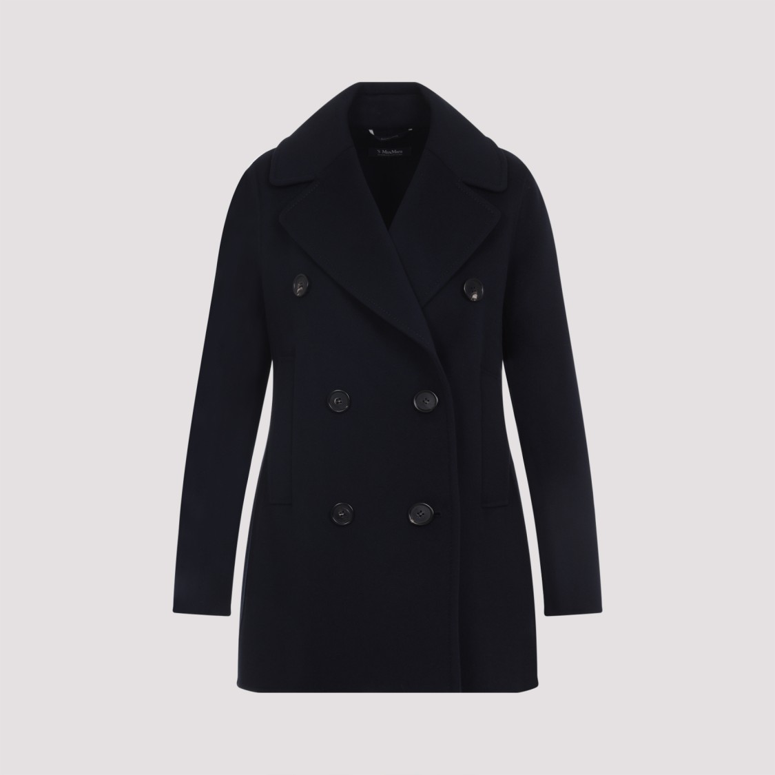 Max Mara Double-breasted Virgin Wool Coat With Tailored Fit In Blue