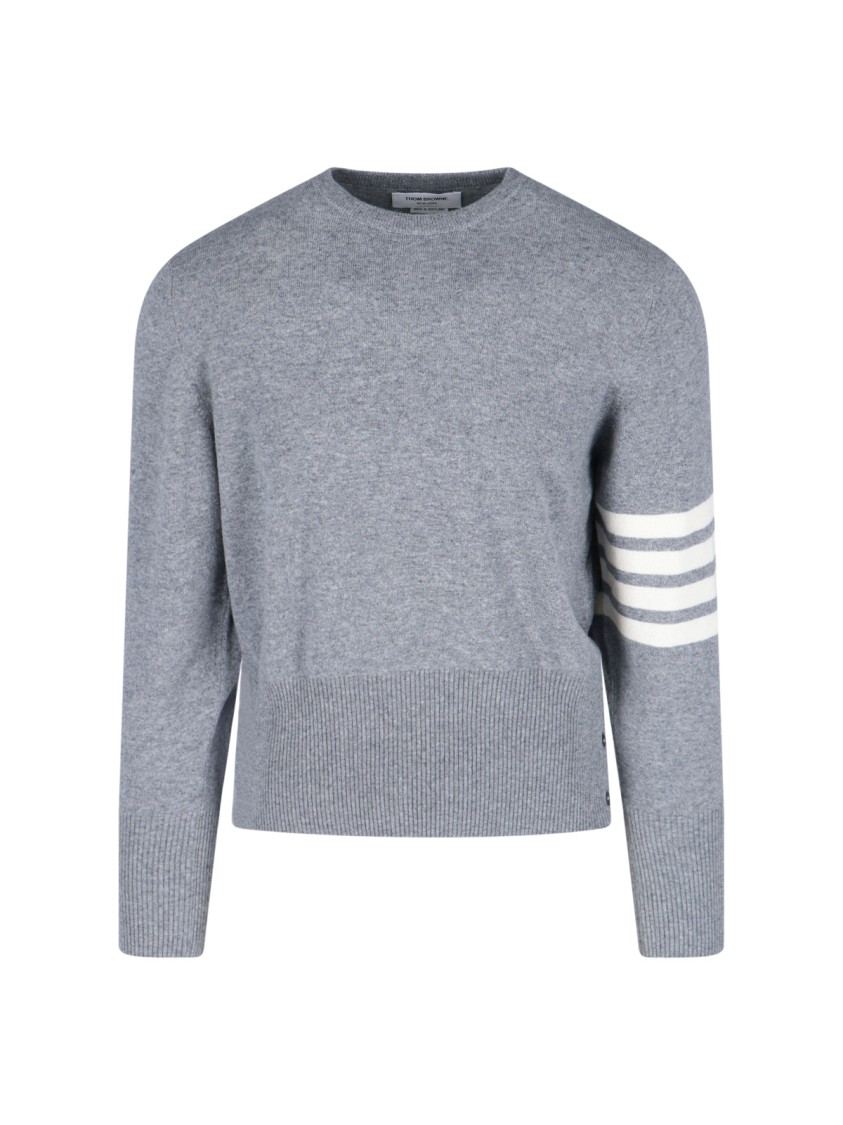 THOM BROWNE THOM BROWNE "LOOPBACK 4-BAR" SWEATER – LIGHT GREY