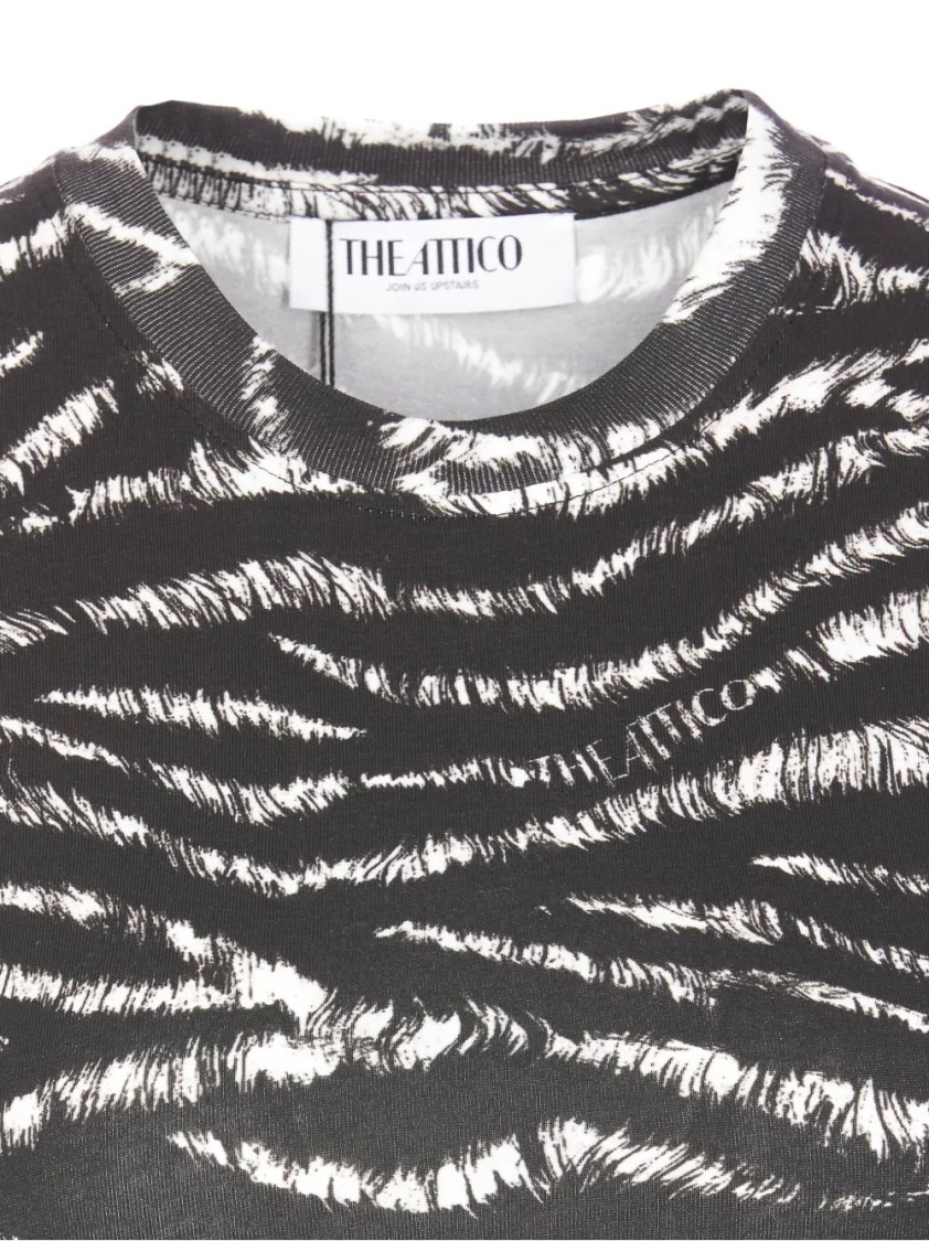 Attico Zebra Print Form-fitting Sleeveless Tank Top In Black