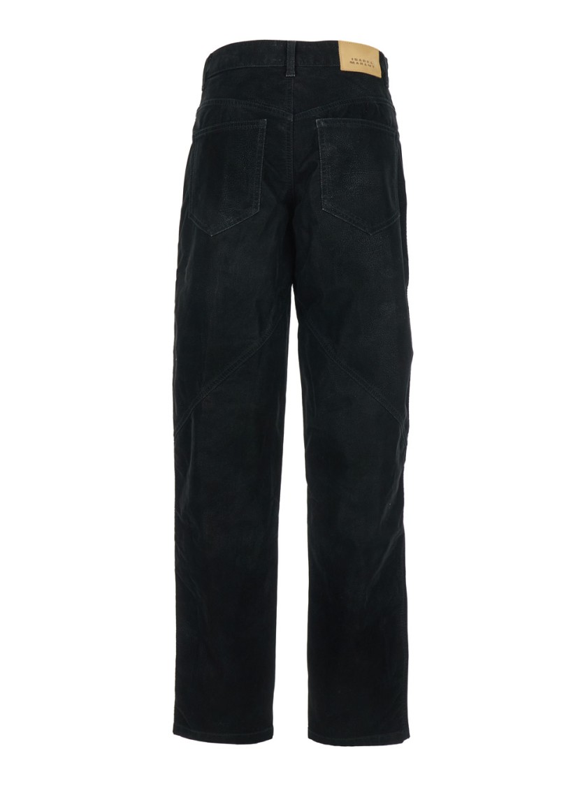 Isabel Marant Étoile Relaxed-fit High Waist Pants With Textured Surface In Black