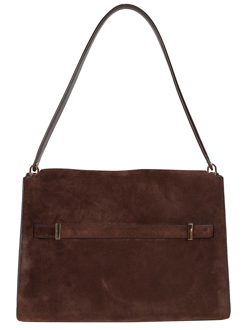 Tory Burch Lee Radziwill Suede Large Shoulder Bag In Brown