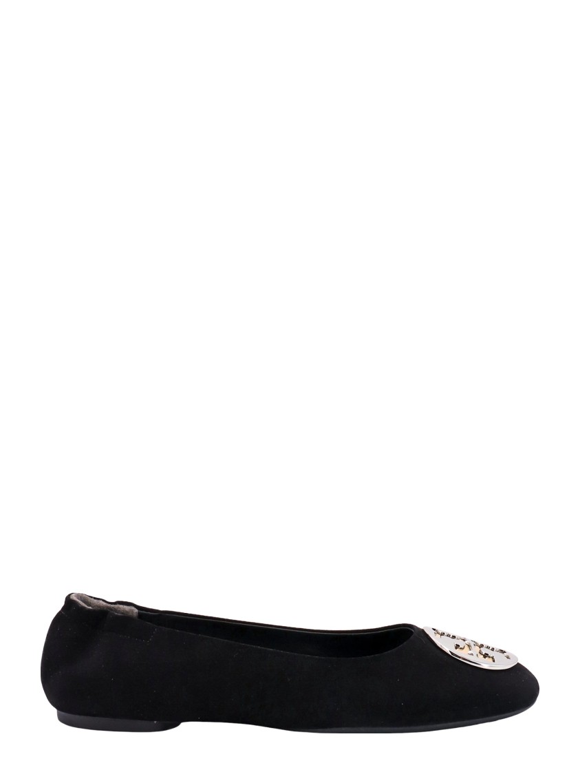 Shop Tory Burch Black Suede Ballerinas