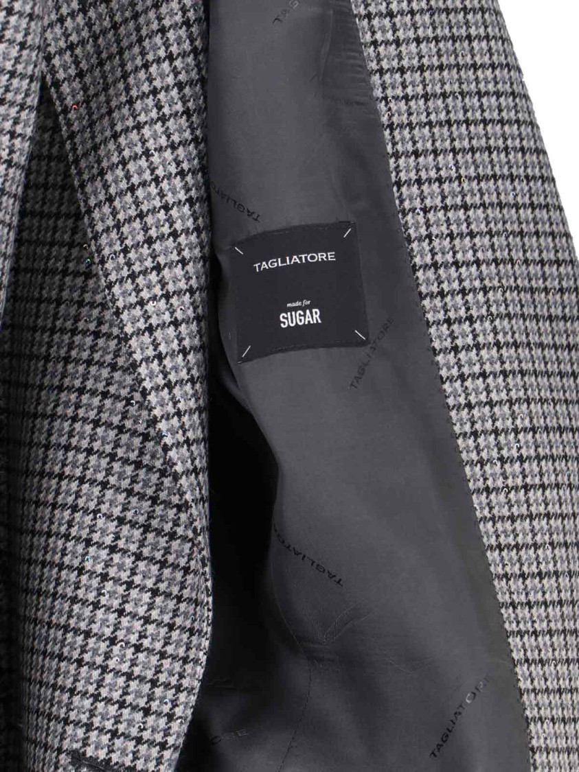 Tagliatore Check Pattern Notch Lapel Front Pockets Blazer In Gray