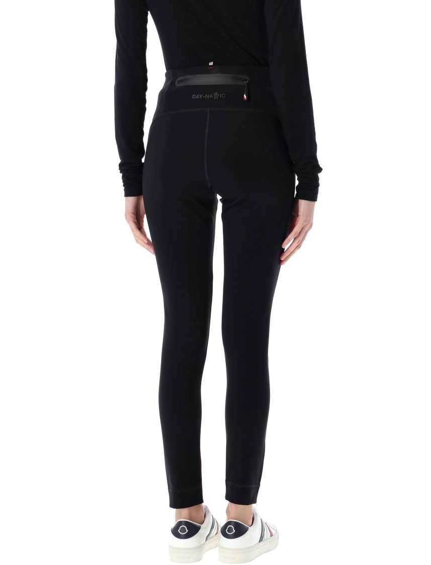 Moncler Brand-embossed Slim-fit High-rise Stretch-woven Leggings In Black