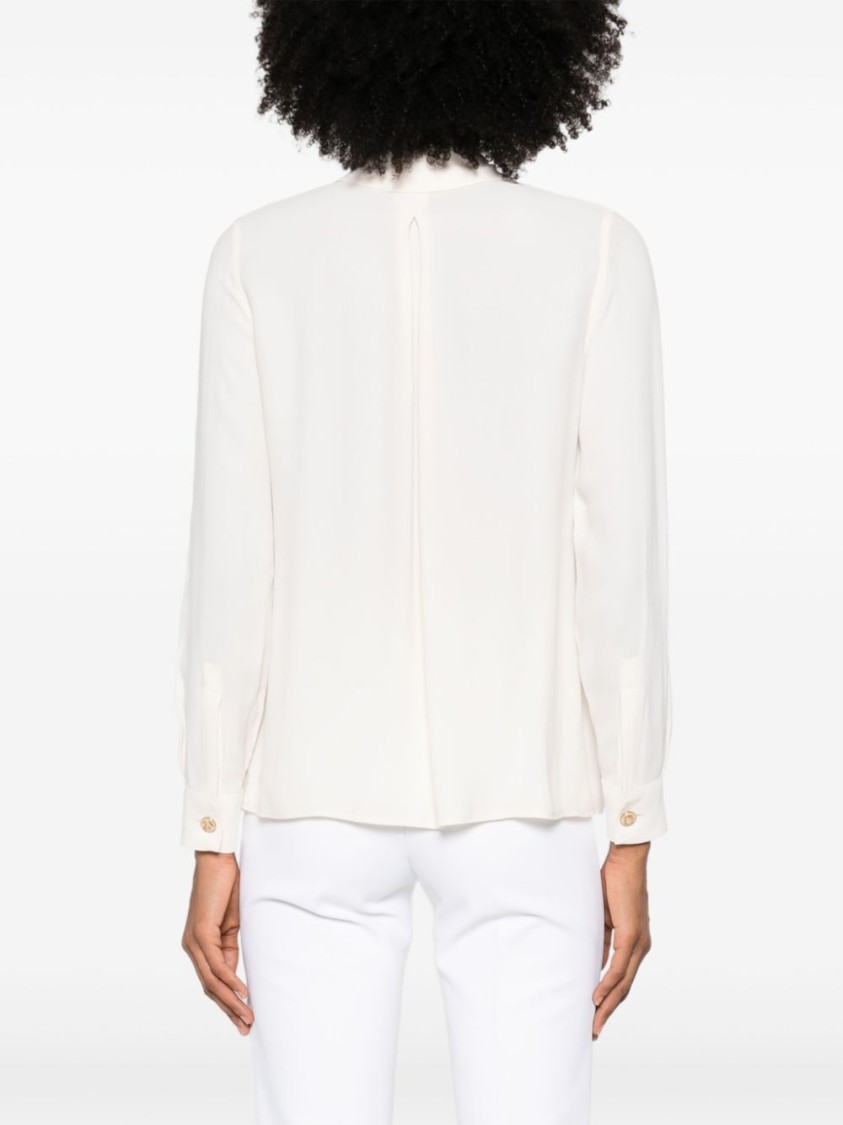 Elisabetta Franchi White Viscose Shirt With Pleated Design In White