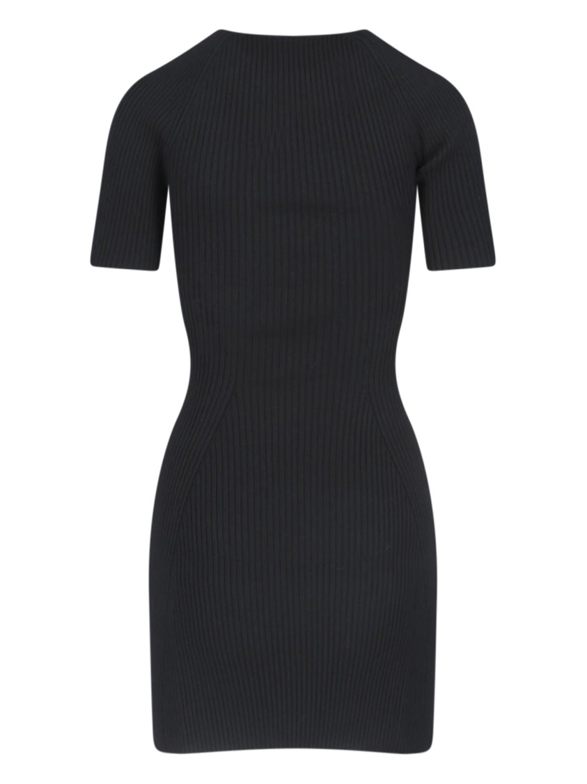 Shop Courrèges Slash Mini Dress In Black Fabric Ribbed Knit