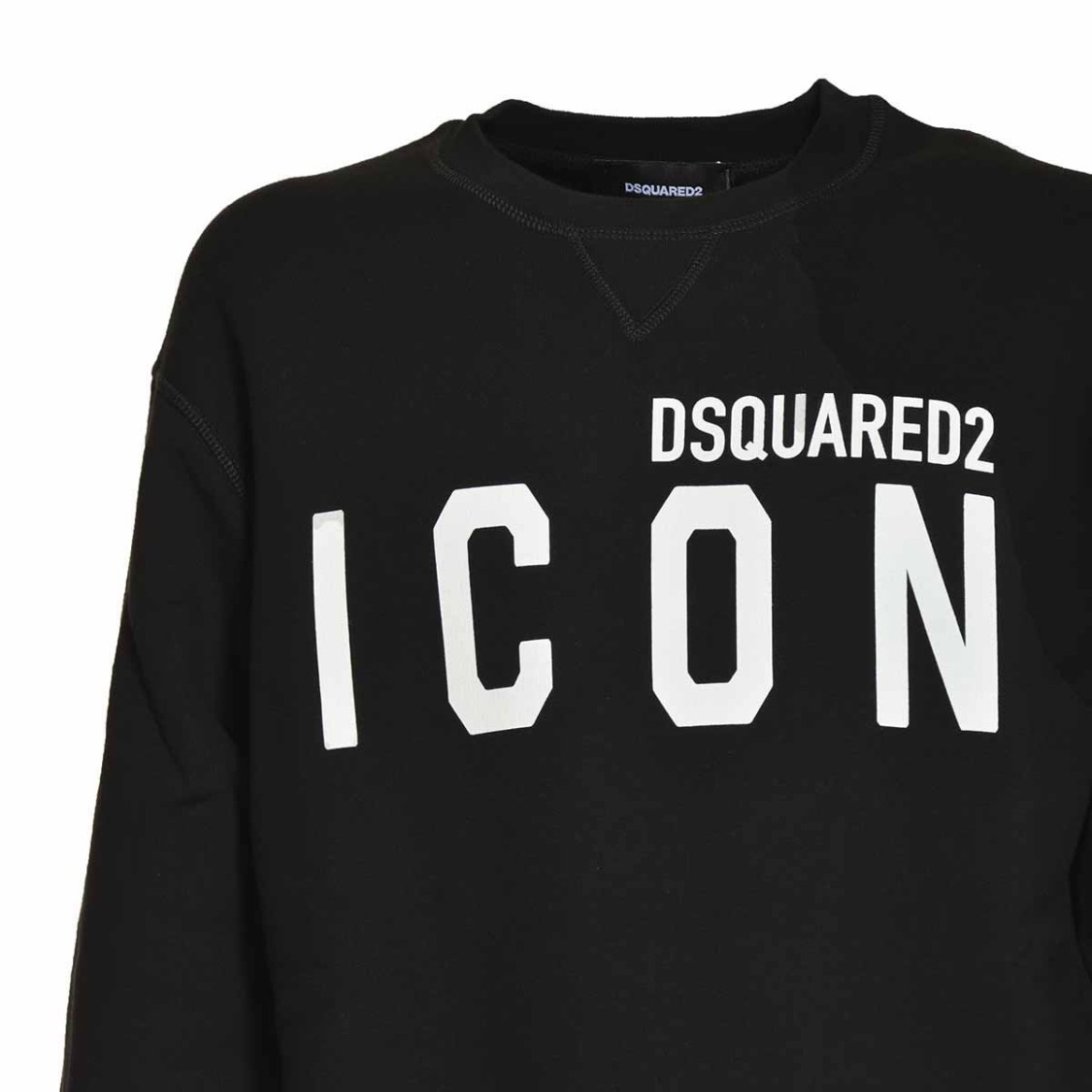 Shop Dsquared2 Black Crewneck Sweatshirt With Bold Icon Print