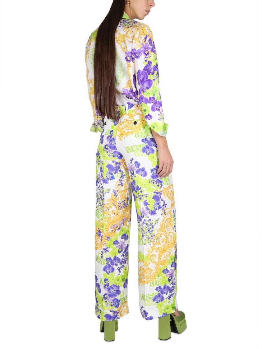 Shop Versace Baroque Pants In Neutrals