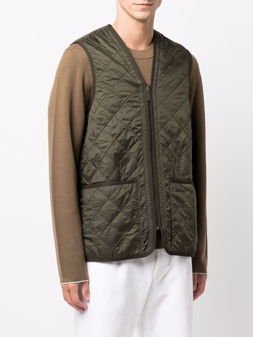 Barbour Quilted Sleeveless V-neck Waistcoat Zip In Multi