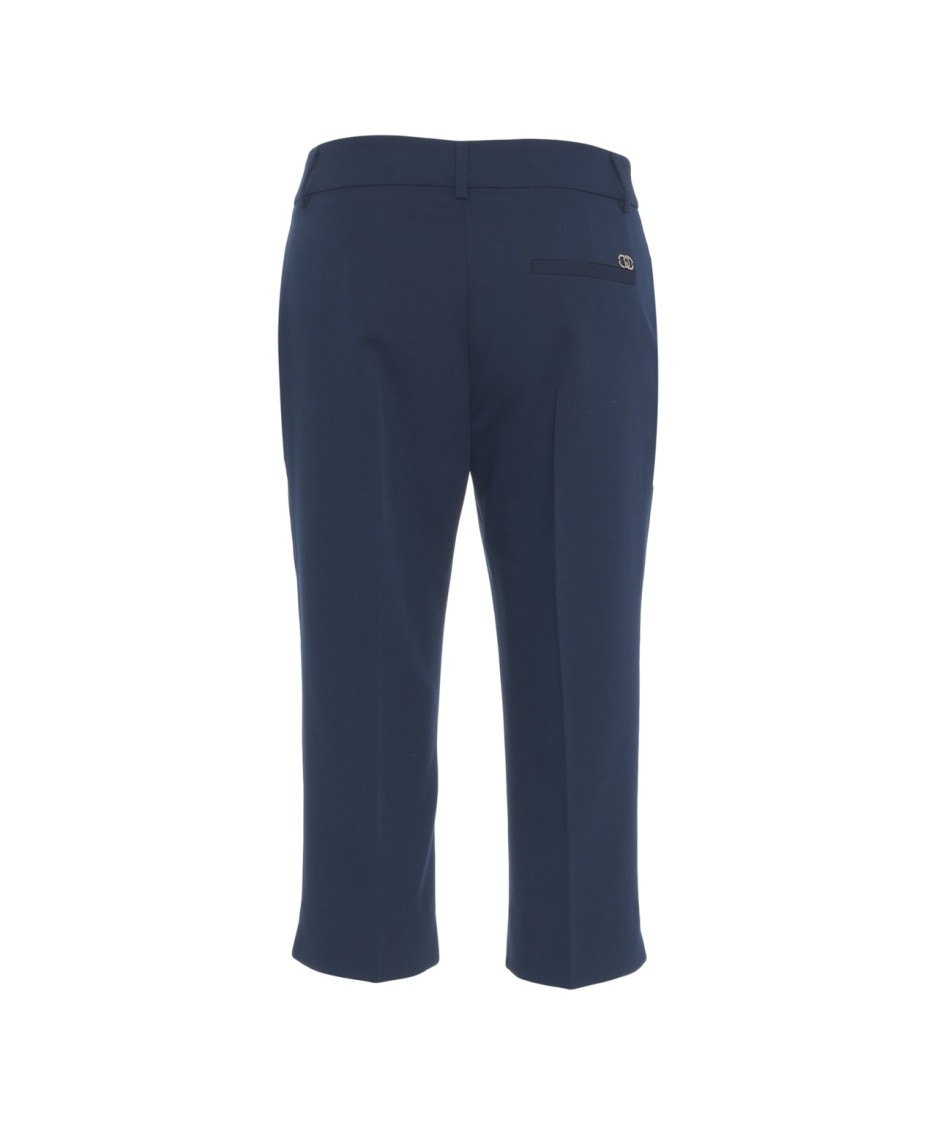 LIU •JO LIU JO TAILORED BLUE CAPRI PANTS WITH SLITS