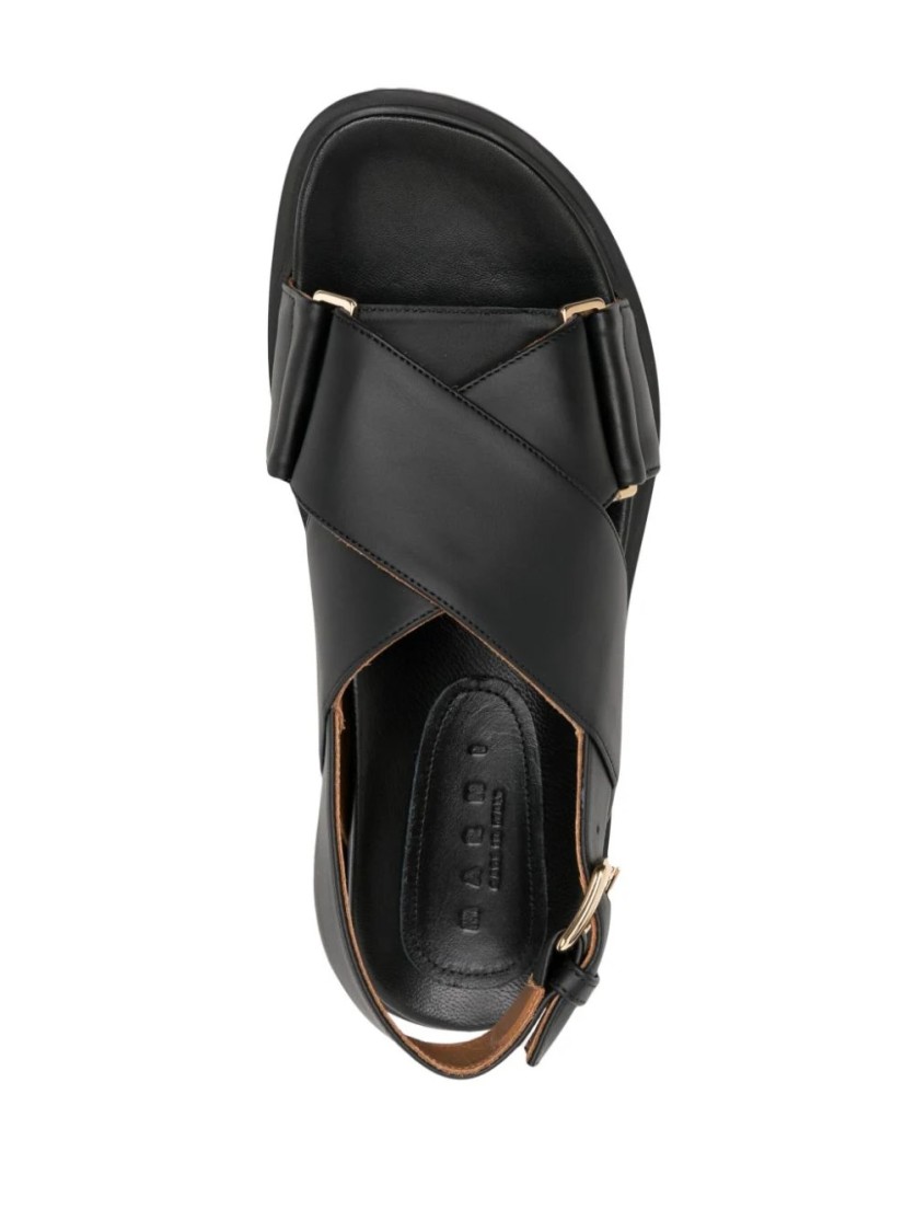 Marni Cross-Strap Calf Leather Sandals in Black | THE LIST