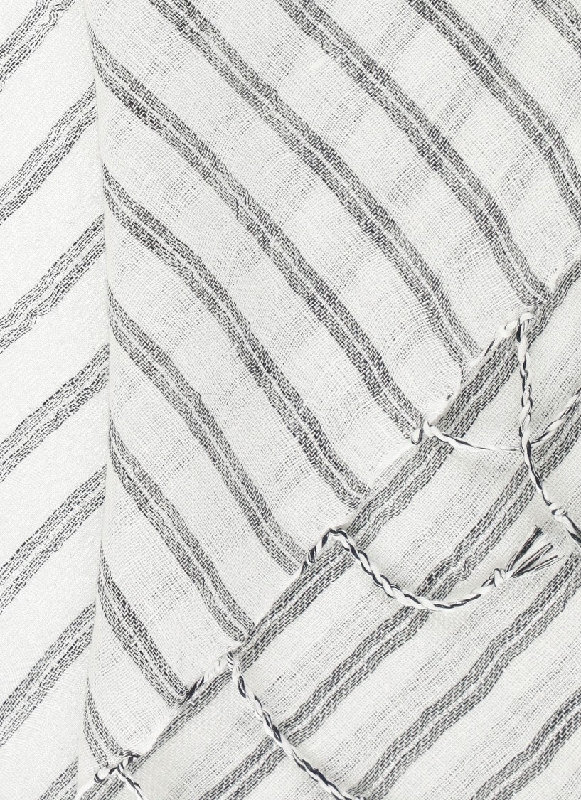 Brunello Cucinelli Sparkling Striped Double Knit Scarf In White
