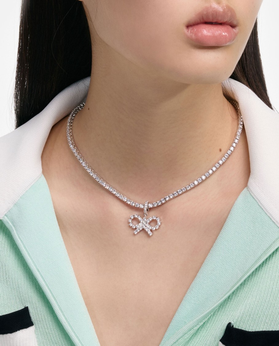 Self-portrait Silver Crystal Tennis Necklace