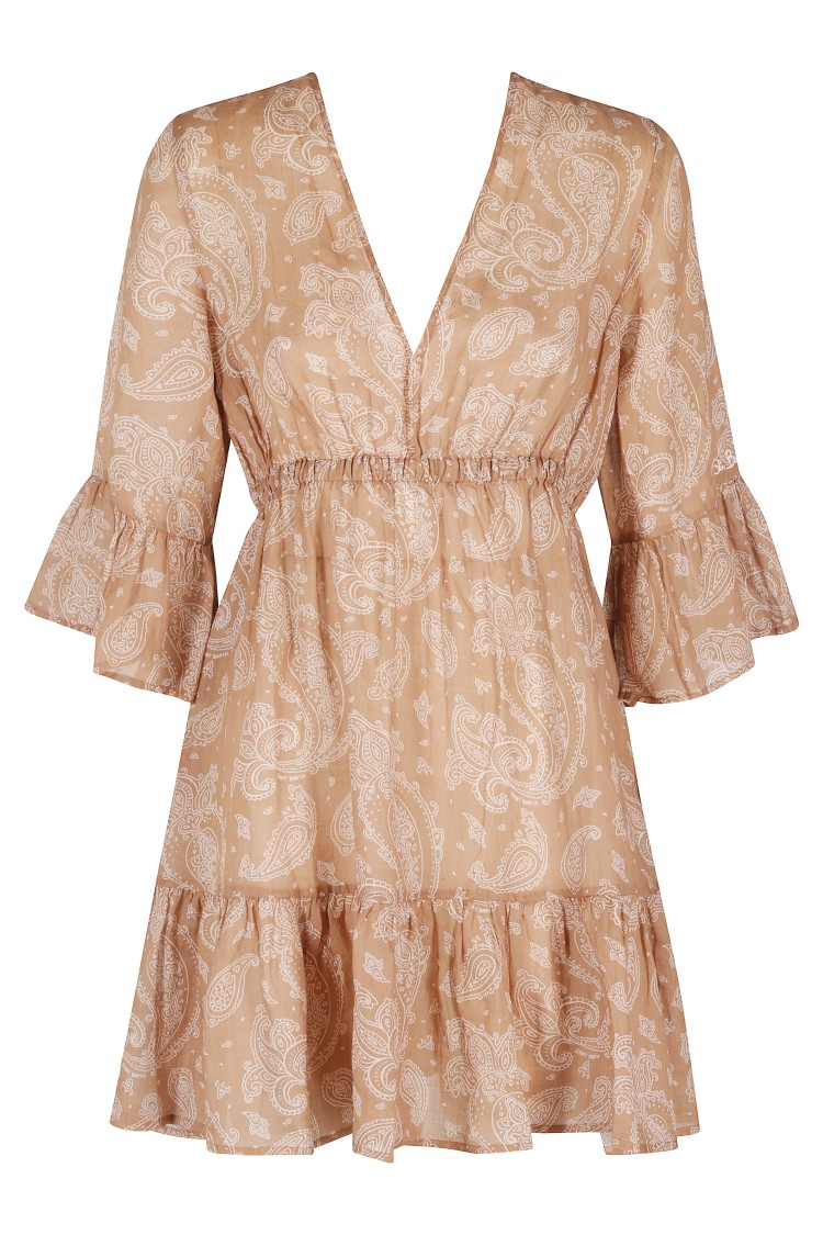 Shop Mc2 Saint Barth Tiered Mini Dress In Printed Linen