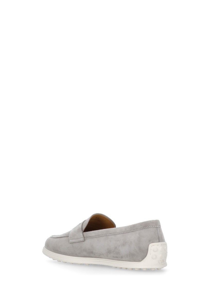 Tod's Grey Suede Leather Loafers In Grey