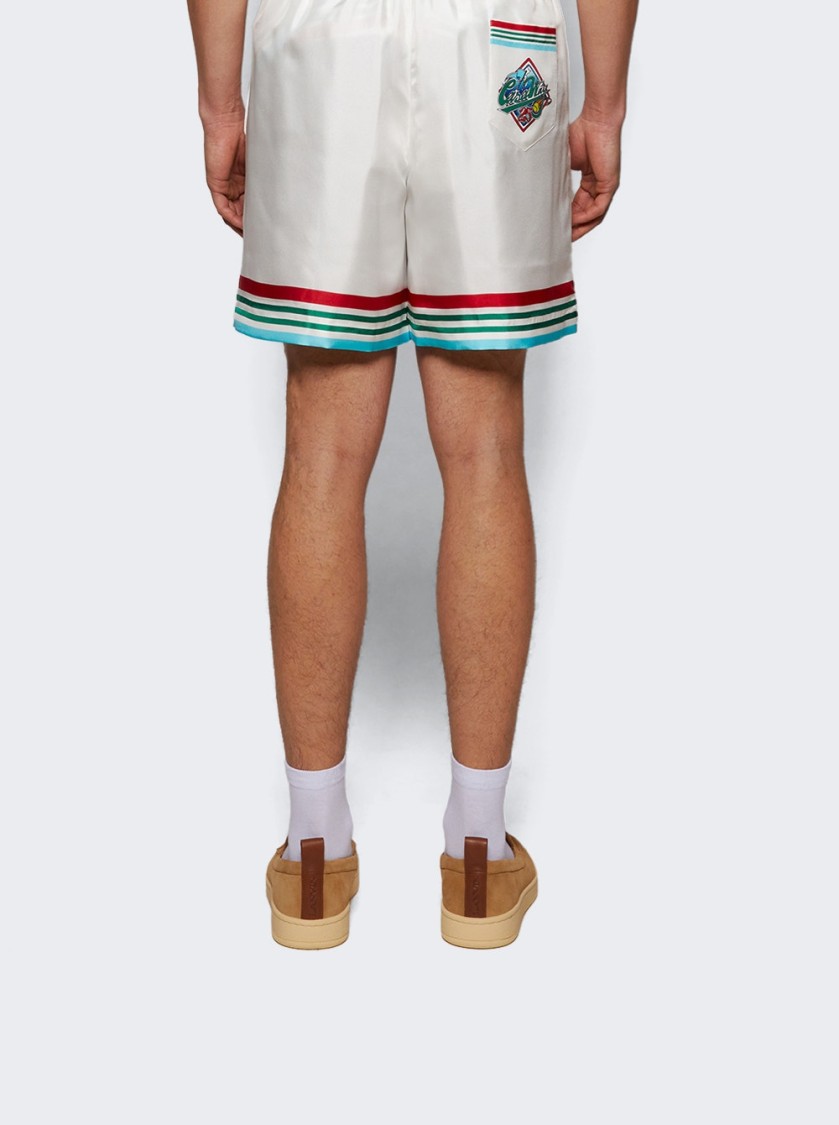 Casablanca Mens Casa Way World Series Relaxed-fit Striped Silk Shorts In White