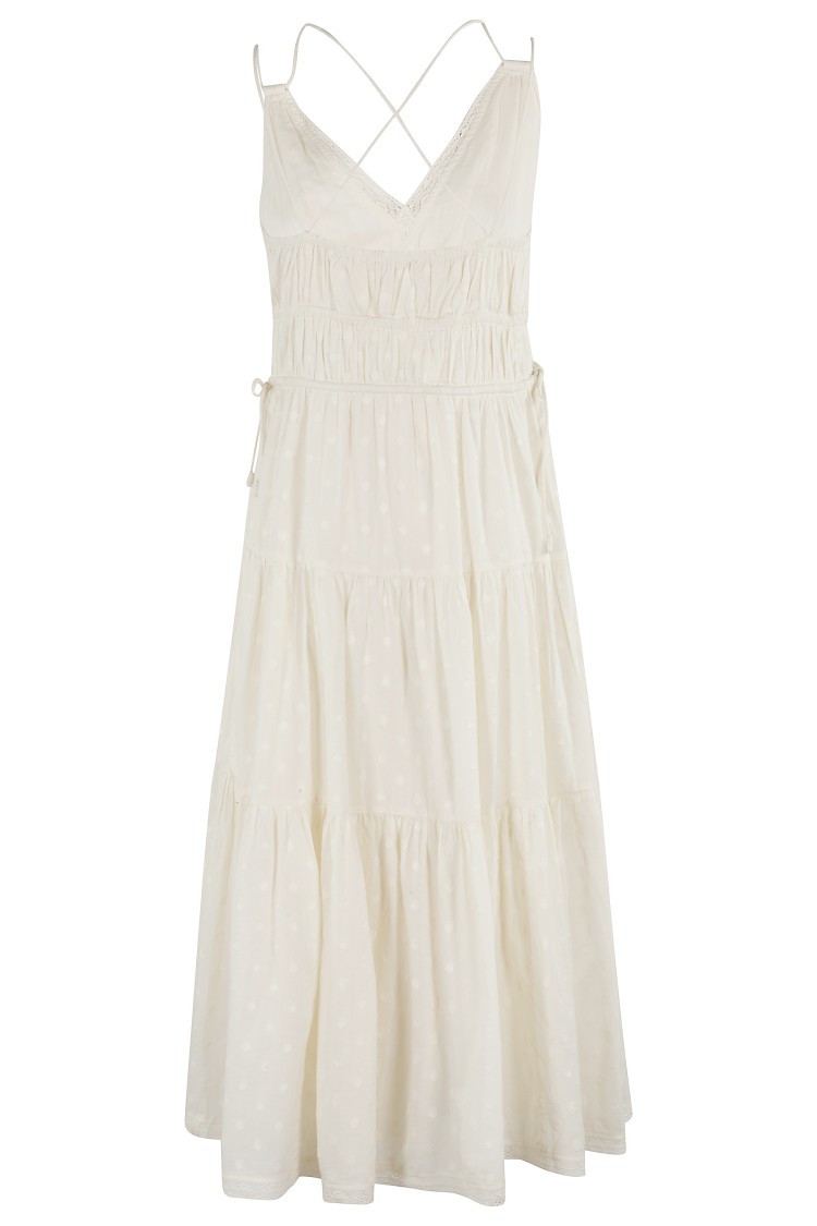Ulla Johnson Freya Circle Jacquard Tiered Cotton Dress In Neutrals