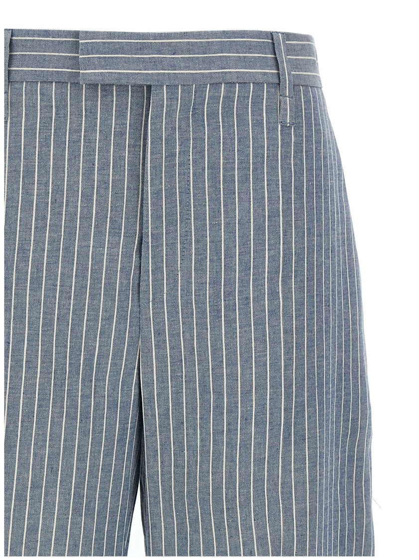 Brunello Cucinelli Pinstripe Linen And Hemp Wide-leg Pants In Multi