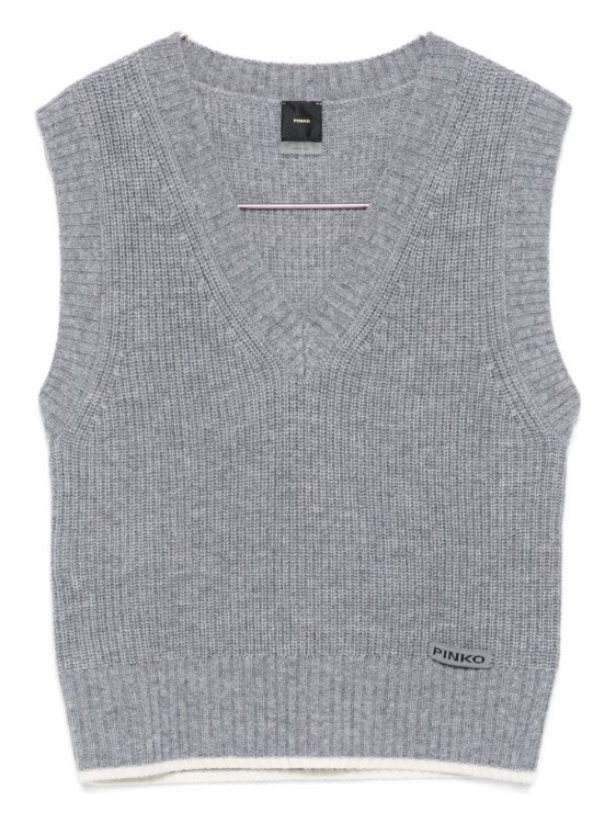 Pinko Sleeveless Grey Knit Sweater Vest in Grey | THE LIST