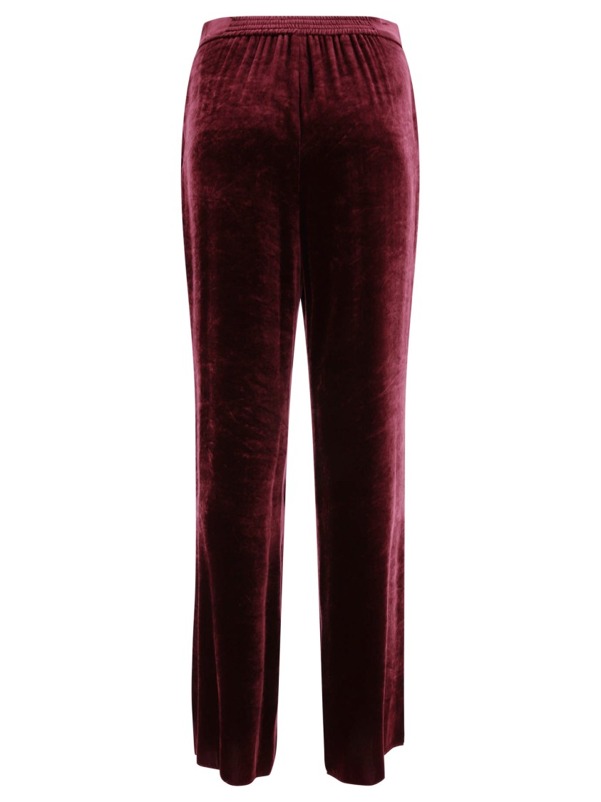 Etro Velvet Trousers With Elasticized High Waist In Burgundy