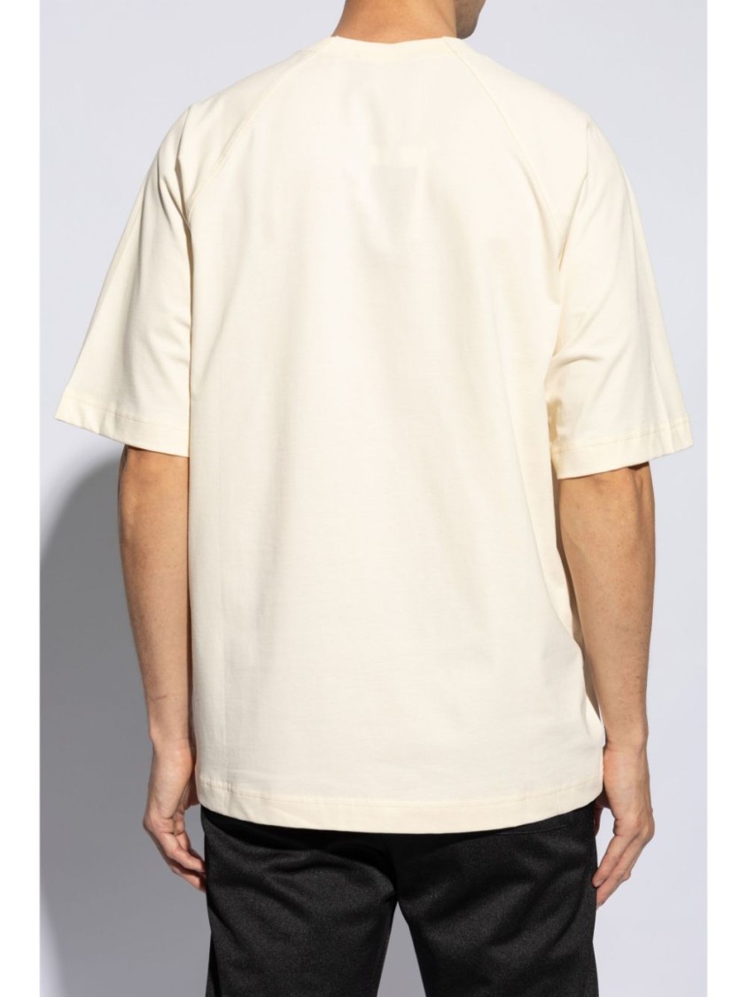 Shop Jacquemus Beige Cotton T-shirt With Embossed Logo In Neutrals
