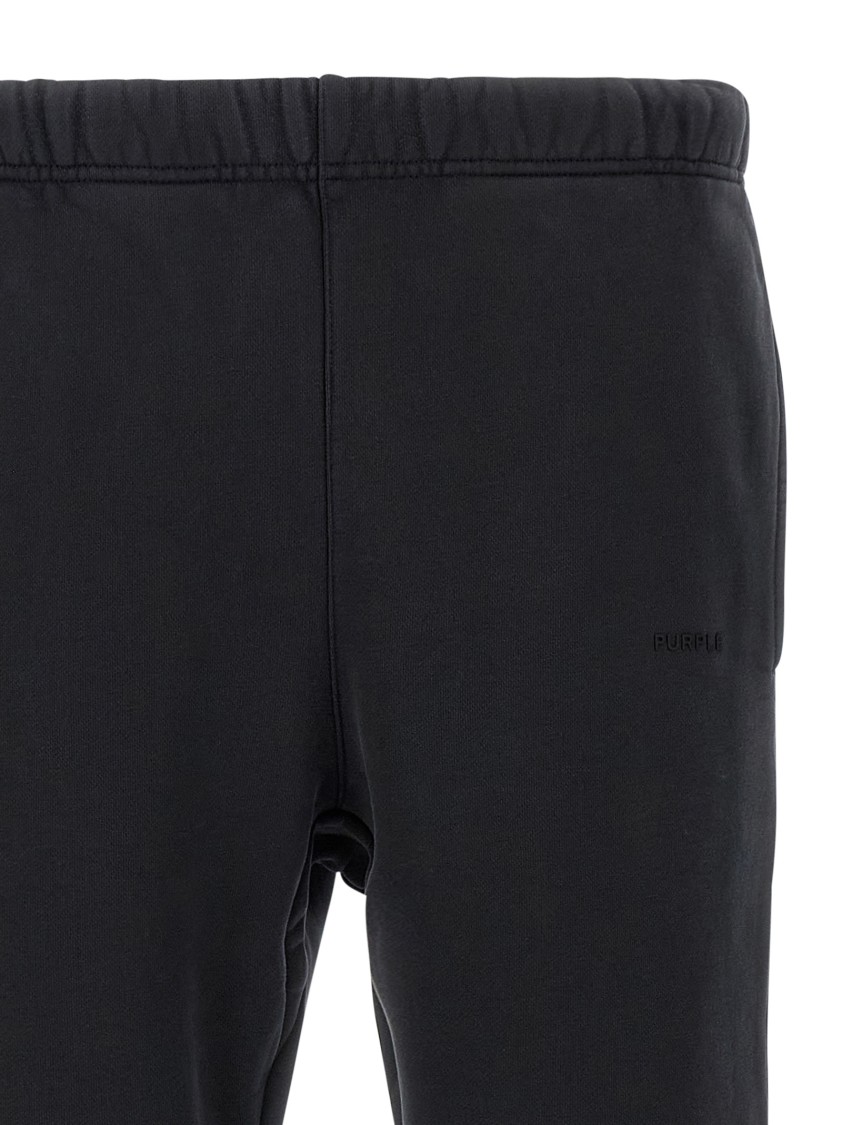 Purple Heavy Cotton Fleece Joggers In Black
