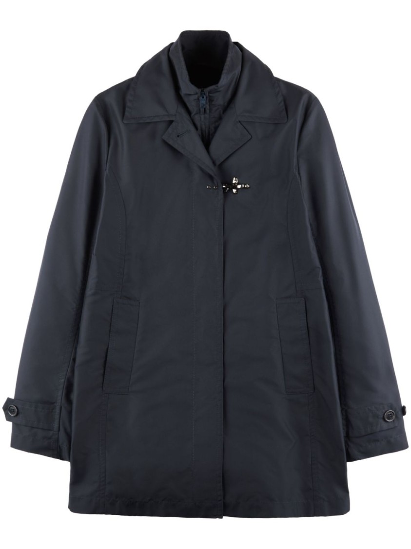Fay Blue Jacket With Classic Collar And Tailored Fit In Blue