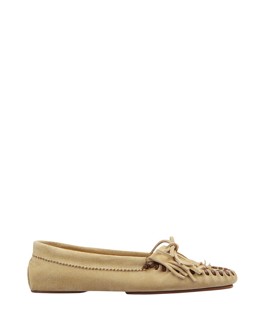 Paris Texas Indiana Suede Fringe Mocassin Loafers In Neutrals