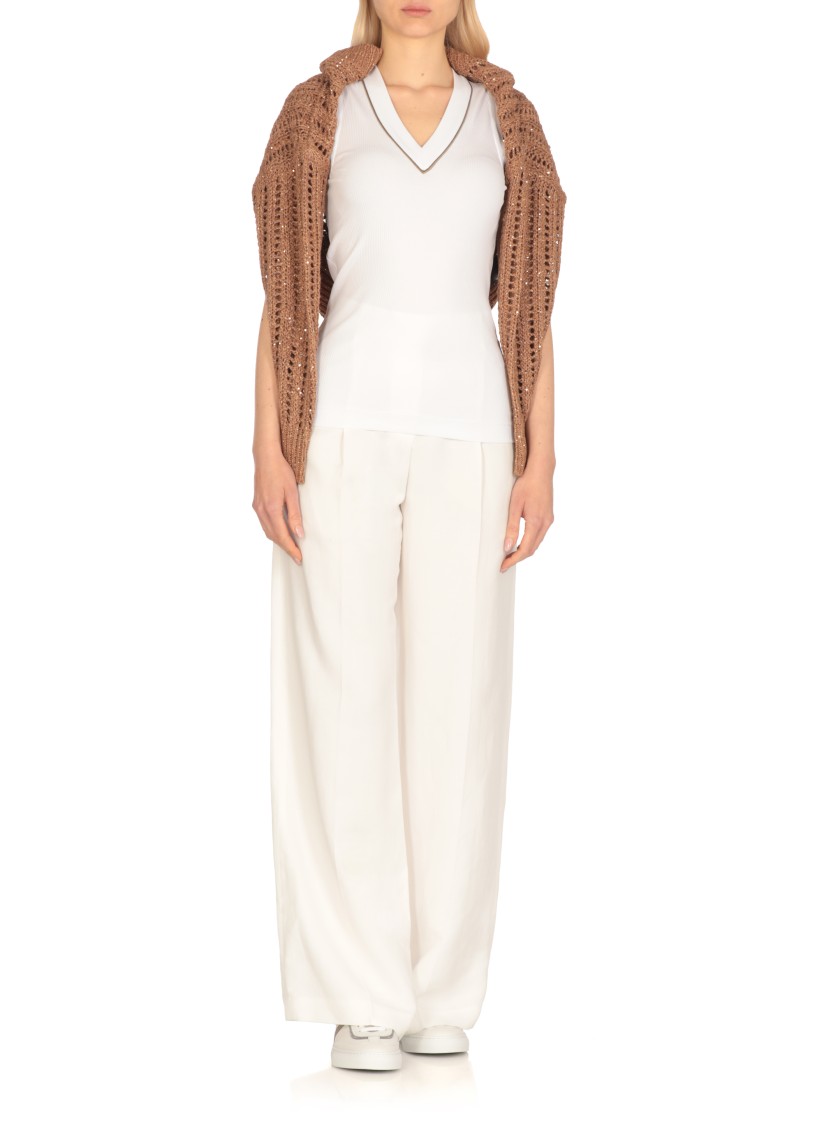 Brunello Cucinelli Stretch-cotton V-neck Top