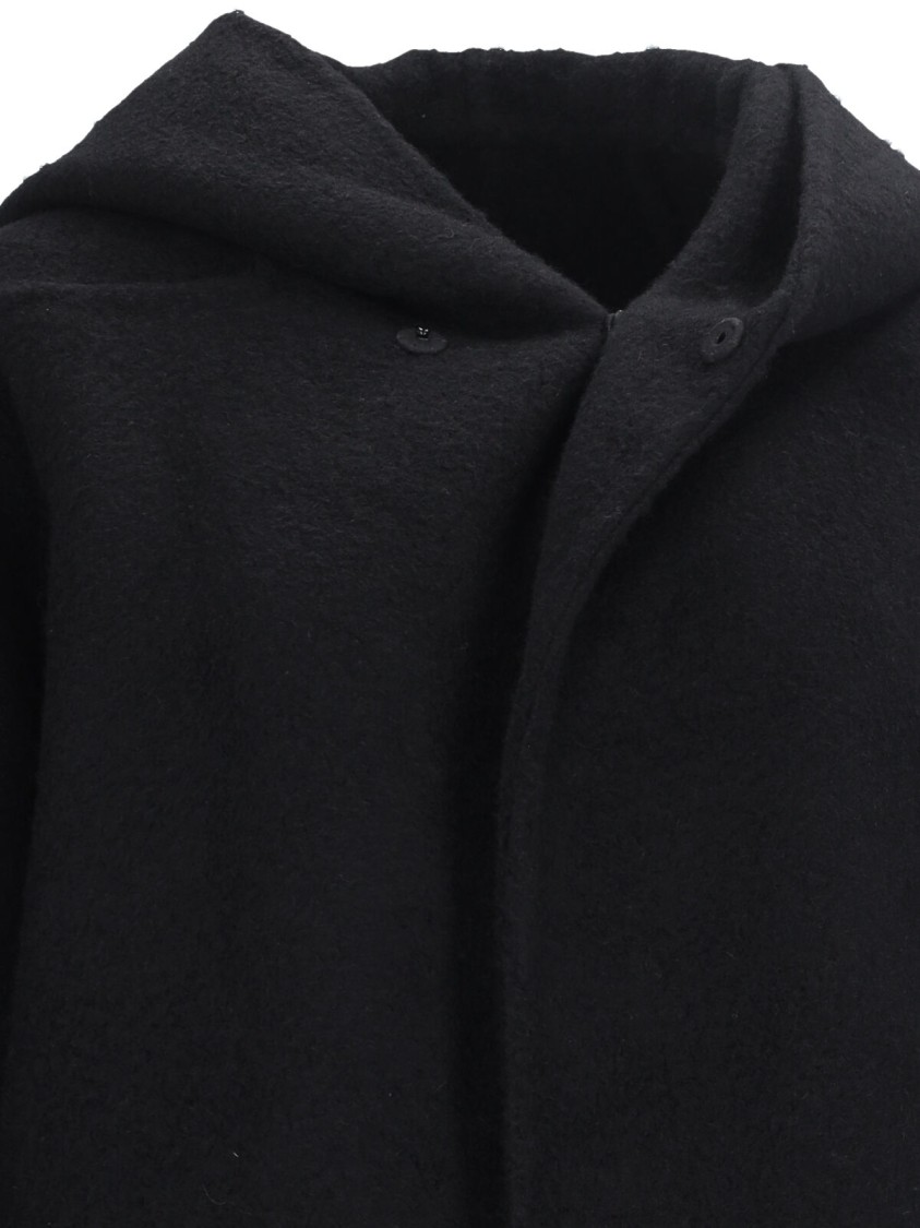 Rick Owens Maxi Coat With Hood In Black