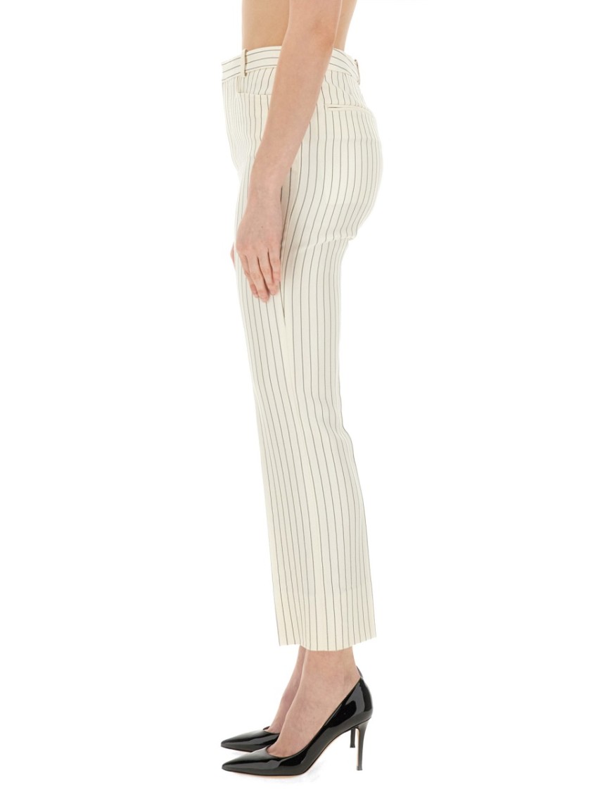Tom Ford Striped Wool-blend Straight-leg Trousers In Neutrals