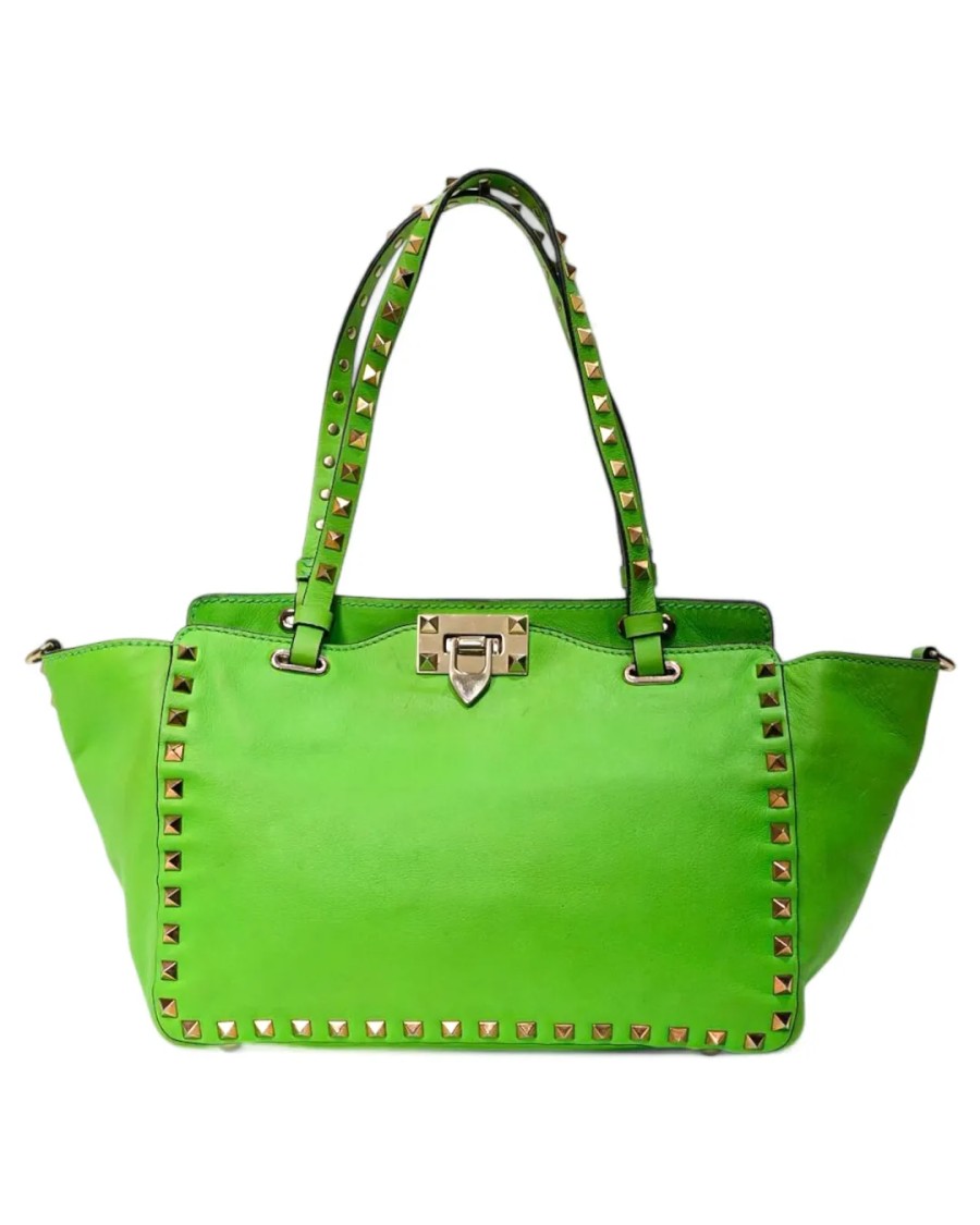 Valentino Medium Rockstud Shopper In Green In Green