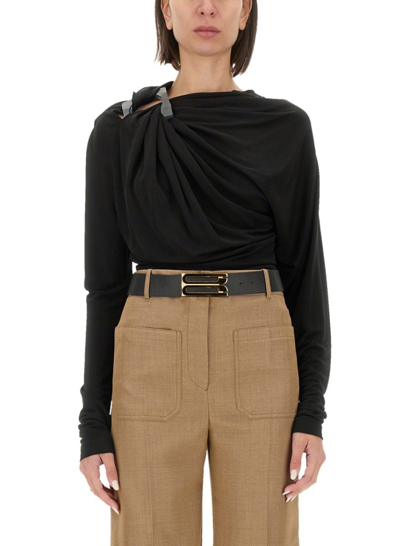 Victoria Beckham Draped Top In Black